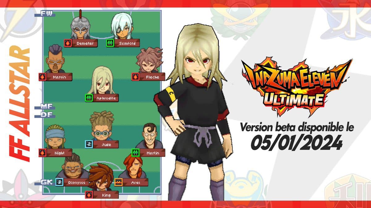Rendez-vous à 21h00 en stream pour affronter l’équipe FF All Star du jeu Inazuma Eleven Ultimate ⛈️